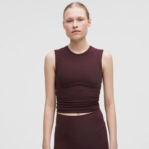 Lululemon All It Takes back twist ribbed tank in plum. Size 4